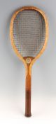 Zenith wooden tennis racket - with Pat laminated convex wedge with original white natural gut