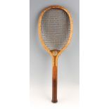 Zenith wooden tennis racket - with Pat laminated convex wedge with original white natural gut