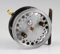 Hardy Bros The Super Silex alloy casting reel - 3.75" dia with ivorine dial indicator, ribbed