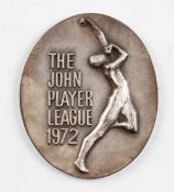 1972 Player's Player County League Cricket Medal: Lancashire CC came 2nd in the league, medal