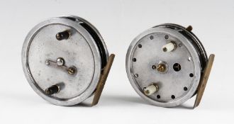 2x centre pin reels - W Harrison& Son Redditch reel: 3 3/4" dia - Perfection Flick Em, centre pin,