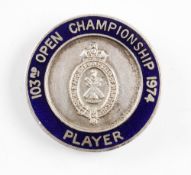 1974 Official R&A Open Golf Championship players enamel badge-played at Royal Lytham and St Anne's