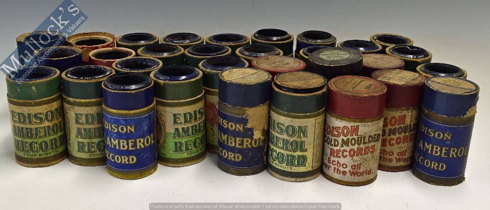 Quantity of Phonograph Cylinders – Thomas Edison makers, a mixed variety many with decorative carded
