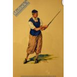 Golfing Lithograph Print Charles Ambrose golfing print 44 x37cm f & g
