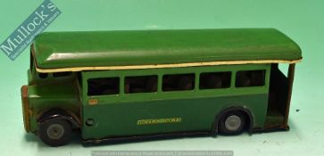 Tri-ang Minic Clockwork Toys - Green Line single decker bus (Dorking) rear tyres are perished