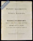 Patent Locomotive For Street Railways (Steam Tram) 1878 - A 4 page Prospectus by manufacturers “