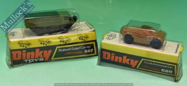 Dinky Toys 682 Stalwart Load Carrier Diecast Model Together with 680 Ferret Armoured Car original