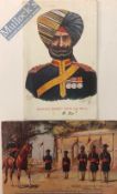 India & Punjab – Sikh and British Officers Postcards Two early vintage postcards showing Risaldar