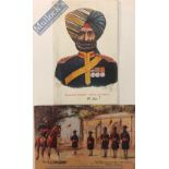 India & Punjab – Sikh and British Officers Postcards Two early vintage postcards showing Risaldar