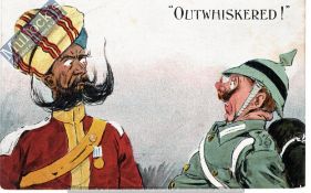 India & Punjab – Sikh German Officer WWI Postcard - An original vintage humour WWI military postcard