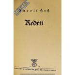 Rudolf Hess Reden Signed 1938 Book – first edition, with hand written inscription to Emil Mazur