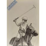 Barbara Walker Original Pencil Sketch The Polo Player 40 x 29cm