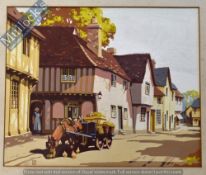 Original Artwork – John Francis Bee (1895-) watercolour depicting horse and cart within village
