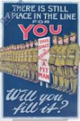 WWI Original Recruiting Poster: There is still a Place in the Line for You – Will You Fit