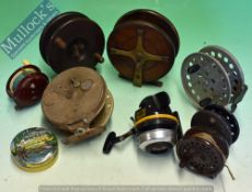 Fishing Reels – Mixed selection of Reels with wood and metal examples, all appear unnamed, Daiwa 28,