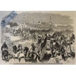 India & Punjab – Procession of Sikh Chiefs and Others at Lahore Feb 11 1860 original engraving –