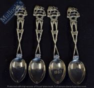 Set of 4x South Rhodesia Defence Force Spoons - Crossed rifles with Defence Force badge to top, 1