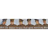 WWI Original Recruiting Poster: Join the Brave Throng that goes Marching alone featuring 6