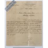 India & Punjab – Wajid Ali Shah Nawab Of Oude - A signed letter from the agent of the Governor