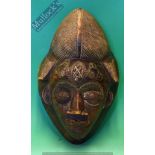 Early Example of an African Mask - a Face mask with great patina having inlaid metal twisted wire