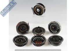 Fishing Reels - Collection of Daiwa and Leeda fly reels and spare spools - with lines to include