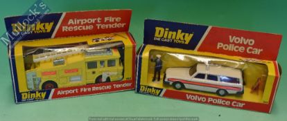 Dinky Toys 243 Volvo Police Car Diecast Model Together with 263 Airport Fire Rescue Tender in