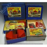 Bayko 1, 2 and 2X Building Sets with red, white and green pieces, plus accessories in box for set 2,