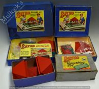 Bayko 1, 2 and 2X Building Sets with red, white and green pieces, plus accessories in box for set 2,