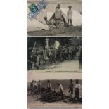 India & Punjab – Sikh Troops On Digging Trenches at Western Front Three vintage WWI postcards