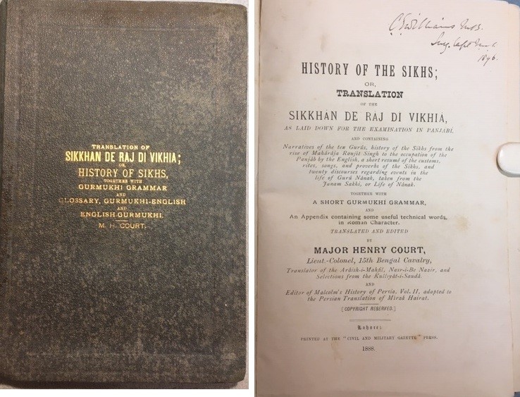 India & Punjab -Scarce The History of the Sikhs 1888 Book Translation of the Sikhan de raj di Vikhia