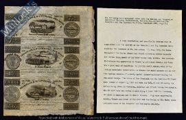 Canada - Champlain & St. Lawrence Rail Road - 1837 Complete uncut sheet of 3 Banknotes - different