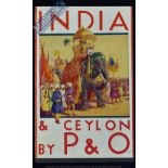 India & Ceylon By P. & O Circa 1930s Poster Sizes Brochure - Attractive 12 page fold out to poster