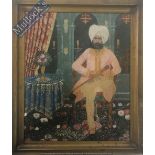 India & Punjab – Painting of a Sikh Chieftain -An antique watercolour portrait of Sikh Sardar Raja