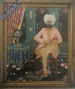 India & Punjab – Painting of a Sikh Chieftain -An antique watercolour portrait of Sikh Sardar Raja