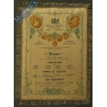 1897 Royal Opera Covent Garden Silk Programme - State Performance To Commemorate The Sixtieth