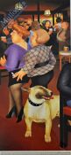 Beryl Cook Hand signed print featuring a Pub scene signed in pencil f & g 77 x 48cm