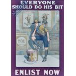 WWI Original Recruiting Poster: Everyone Should Do His Bit Enlist Now featuring a Boy Scout with his