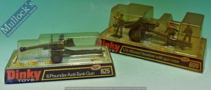 Dinky Toys 625 6 Pound Anti Tank Gun Diecast Model Together with 609 U.S. 105mm Howitzer with gun