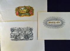 Cuba Cigars - 3 large c.1950s or earlier printed box labels for Cuban cigars including "Bock y