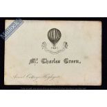 Visiting Card Of “Charles Green” Balloonist, Aerial Cottage, Highgate. London. Circa 1840s -