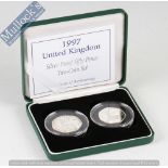 1997 Royal Mint silver proof 50p two coin set: .925 Silver 50p both sizes with leaflet in original