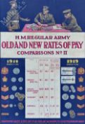WWI Original Recruiting Poster: H.M. Regular Army Old and New Rates of Pay 1914 - 1919 featuring