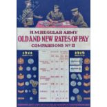 WWI Original Recruiting Poster: H.M. Regular Army Old and New Rates of Pay 1914 - 1919 featuring