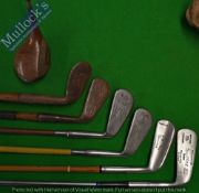 2x Hickory Shafted Golf Irons - Fairlie’s Patent Anti Shank - plus 4x s/s irons and putters to