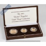 1983 Royal Mint Gold Proof Coin Collection: 3 Coin set containing £2 – Sovereign - Half Sovereign