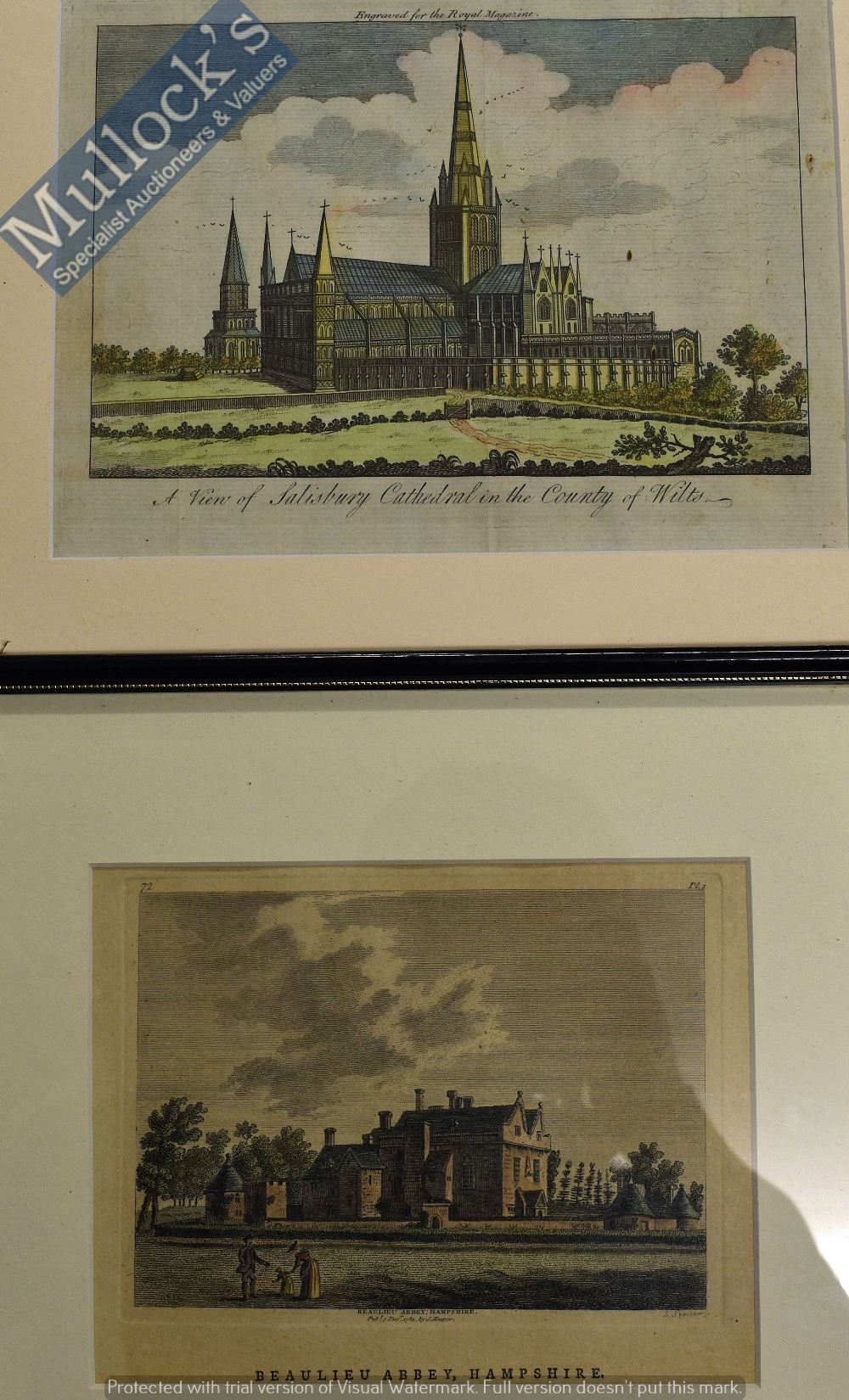 Good Selection of Early Engravings to include Copper Engraving c.1760 hand coloured of Salisbury - Image 2 of 3