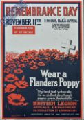 Original Remembrance Day Poster: November 11th F.M. Haig's Appeal featuring Poppies saying Wear a