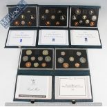 Royal Mint Proof Coin Set: To include cased sets 1988, 1989, 1990, 1991, 1992 all in green