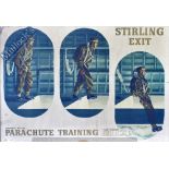 WWII Original Airborne Forces Training Poster: Stirling Exit Parachute Training featuring