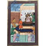 Indian Painting of Mughal Court Scene The Mughal Durbar, colourfully presented with mount ready to